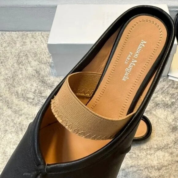 Maison Margiela Tabi Ballet Flats Black Size 38 US8 w/ Elastic Band Japan - Picture 4 of 5